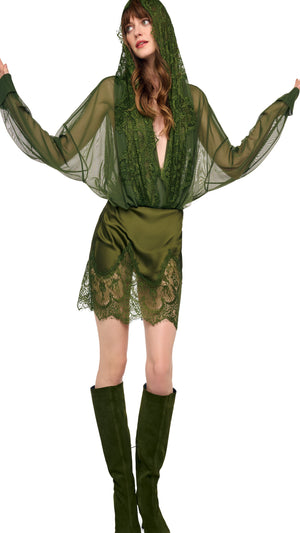 HOODED OVERSIZED NK BODYSUIT W/ LACE #7 Thumbnail