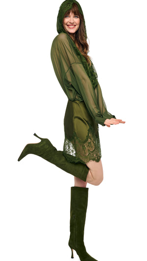 HOODED OVERSIZED NK BODYSUIT W/ LACE #9 Thumbnail