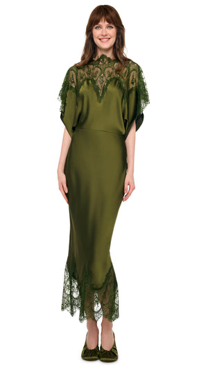 REVERSE OBIE MIDCALF DRESS W/ LACE #1 Thumbnail