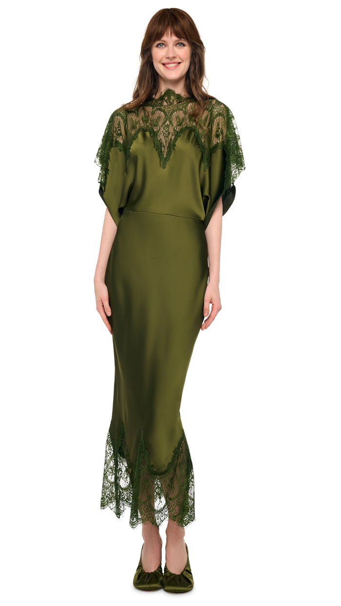REVERSE OBIE MIDCALF DRESS W/ LACE #1