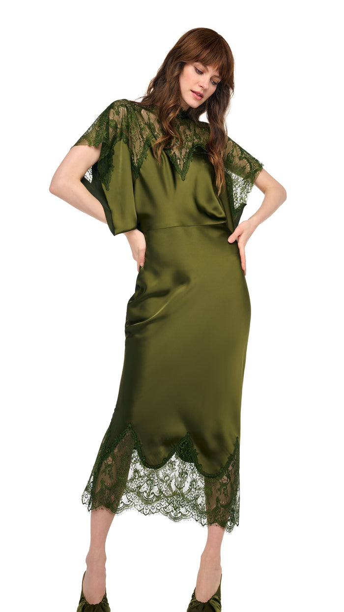 REVERSE OBIE MIDCALF DRESS W/ LACE #7