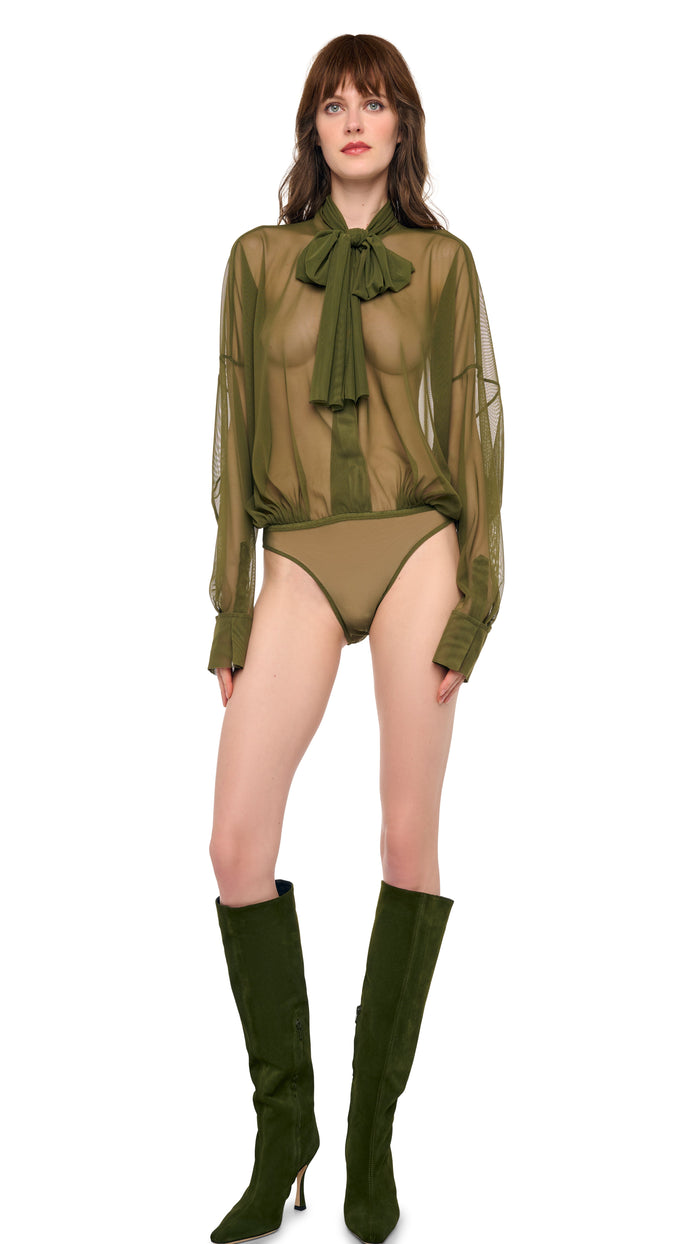 OVERSIZED NK SHIRT BODYSUIT W/ BOW #1