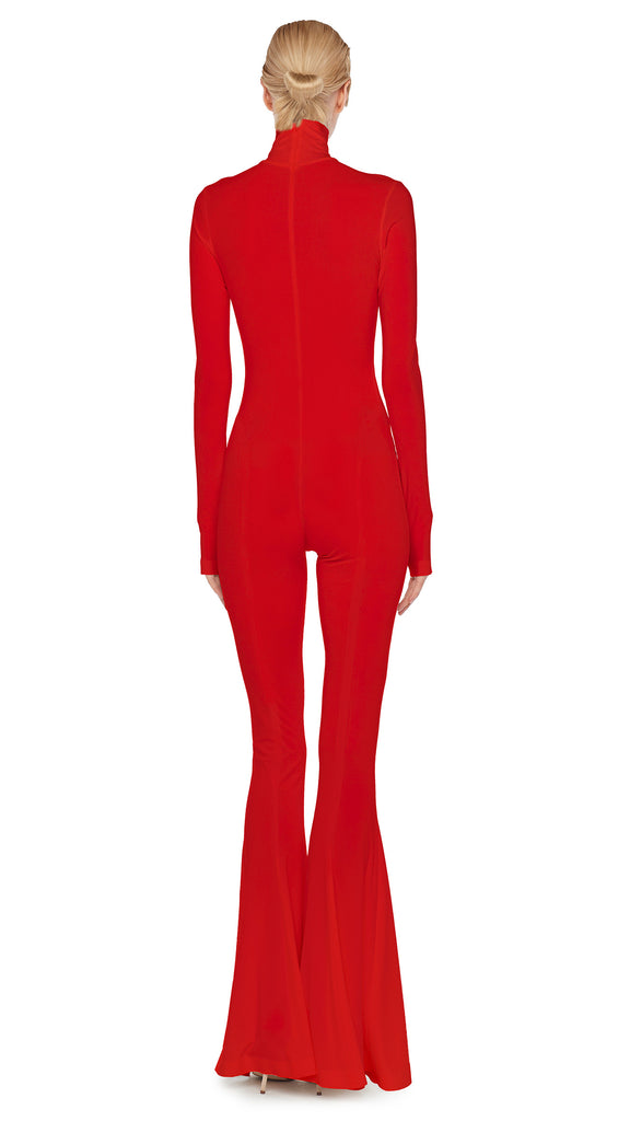 TURTLENECK FISHTAIL JUMPSUIT – Tiger Red – Norma Kamali TURTLENECK FISHTAIL JUMPSUIT – Tiger Red – Norma Kamali