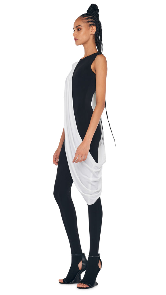 SLEEVELESS CATSUIT W/ FOOTIE – Black – Norma Kamali