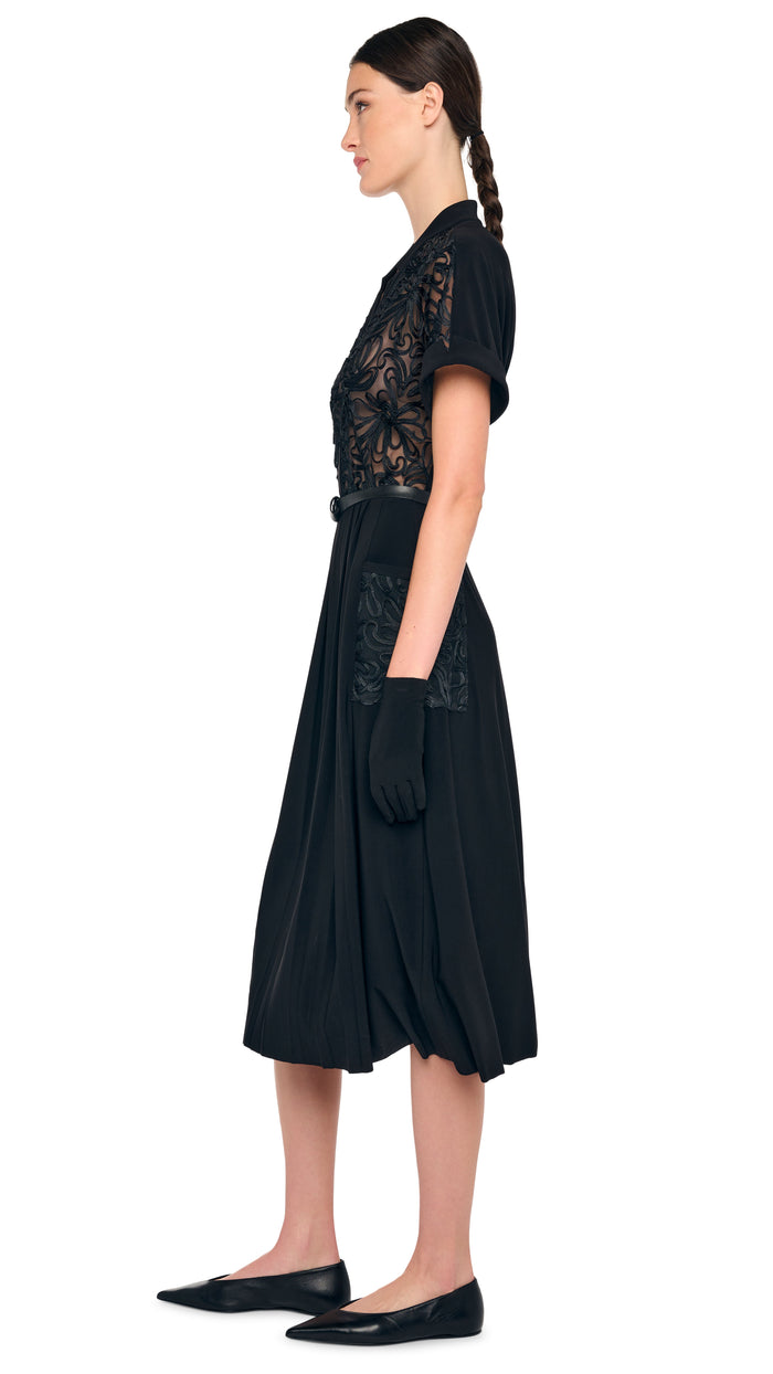 GERALYN SHORT SLEEVE DRESS – Black – Norma Kamali