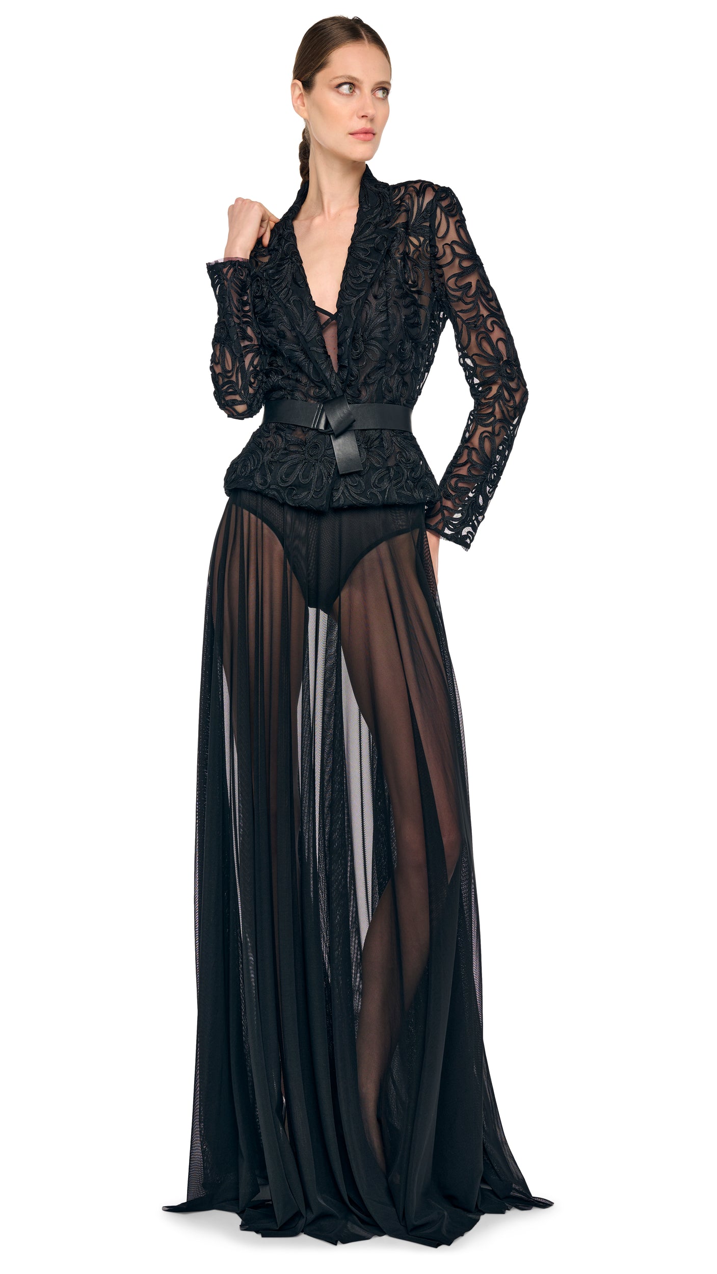 FLARED SKIRT TO FLOOR – Black – Norma Kamali