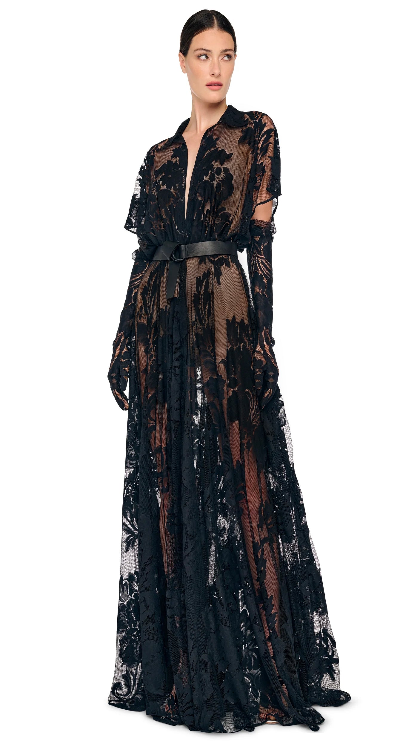 SUPER OS BF NK SHIRT FLARED GOWN - Black / XXS