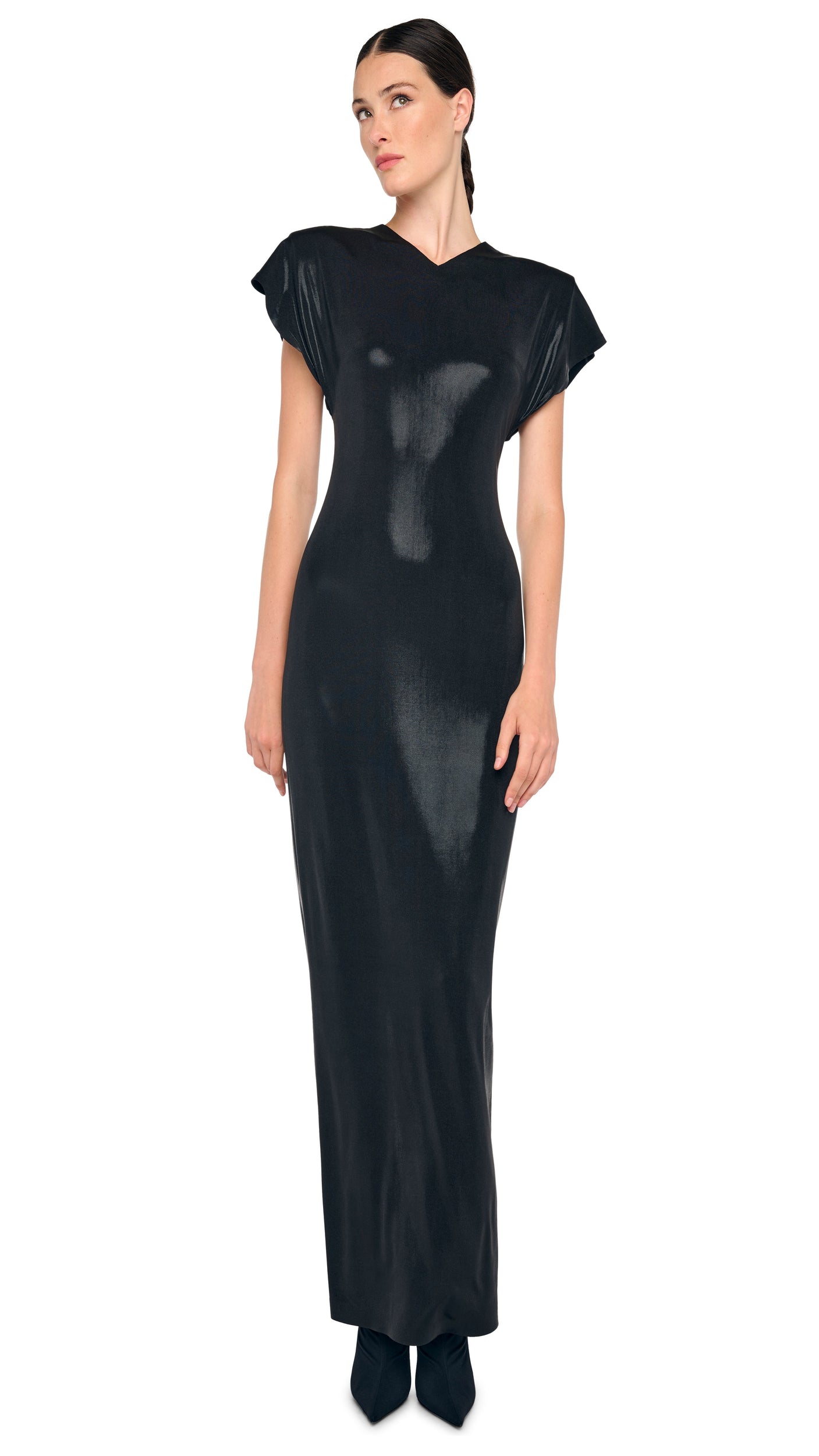 Norma Kamali Cap Sleeve Shoulder Pad Long Dress - Black / size XXS Norma Kamali Cap Sleeve Shoulder Pad Long Dress - Black / size XXS