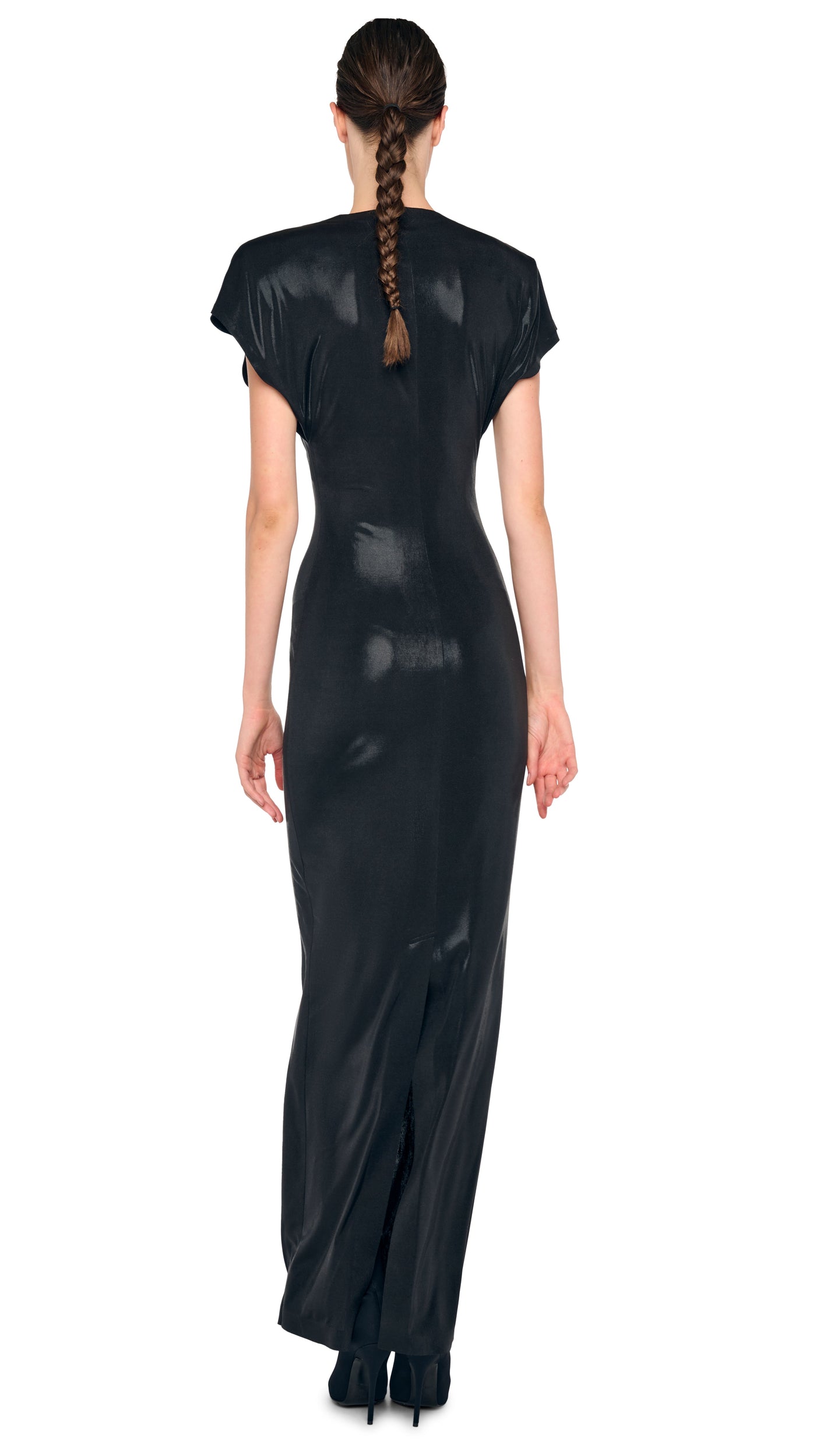 chinese dress ladies Norma Kamali Cap Sleeve Shoulder Pad Long Dress