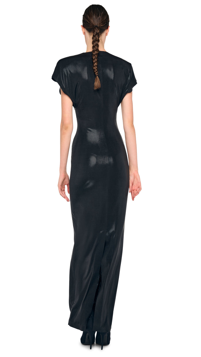 CAP SLEEVE SHOULDER PAD LONG DRESS #3