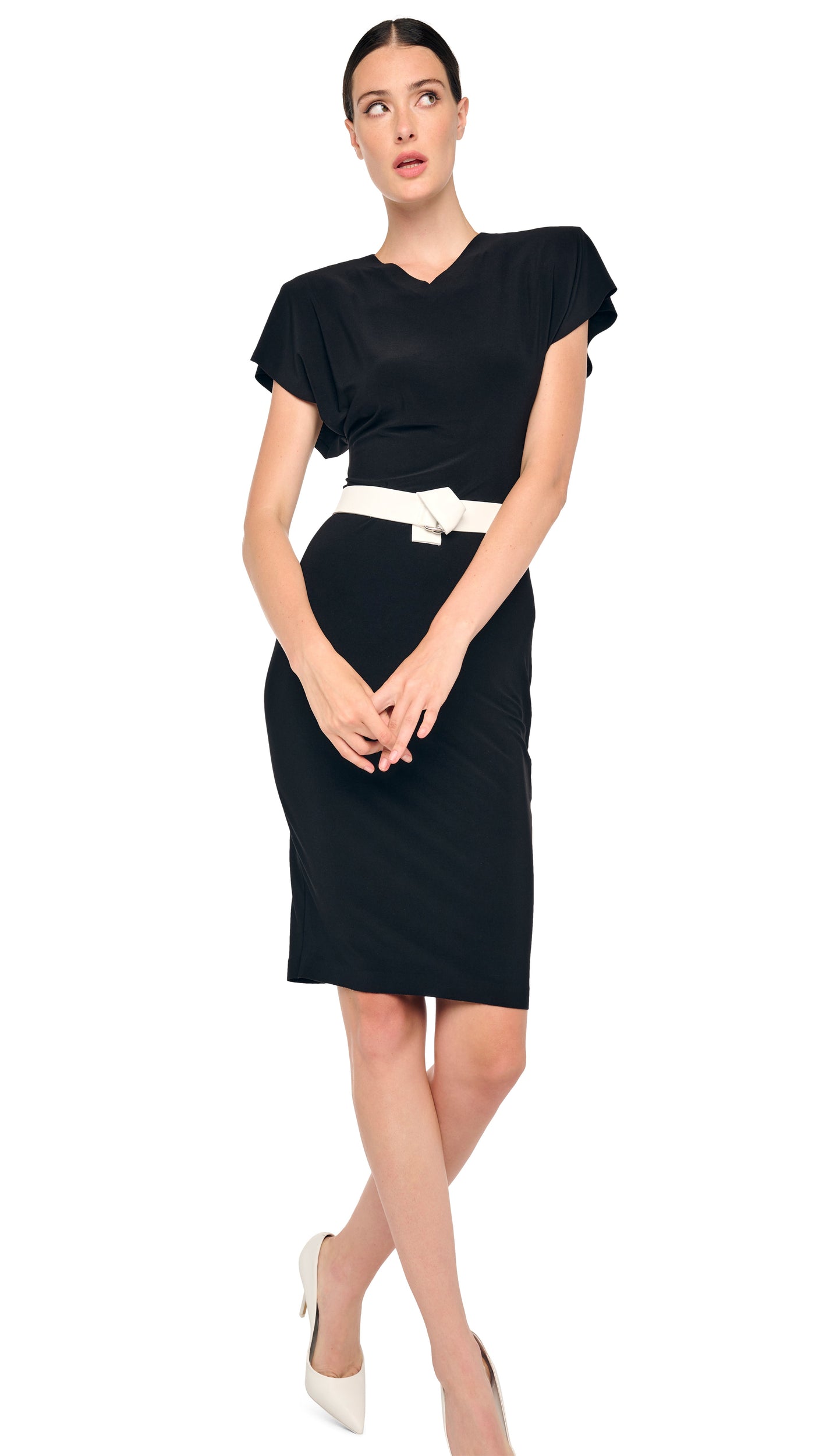 Norma Kamali Cap Sleeve Shoulder Pad Dress