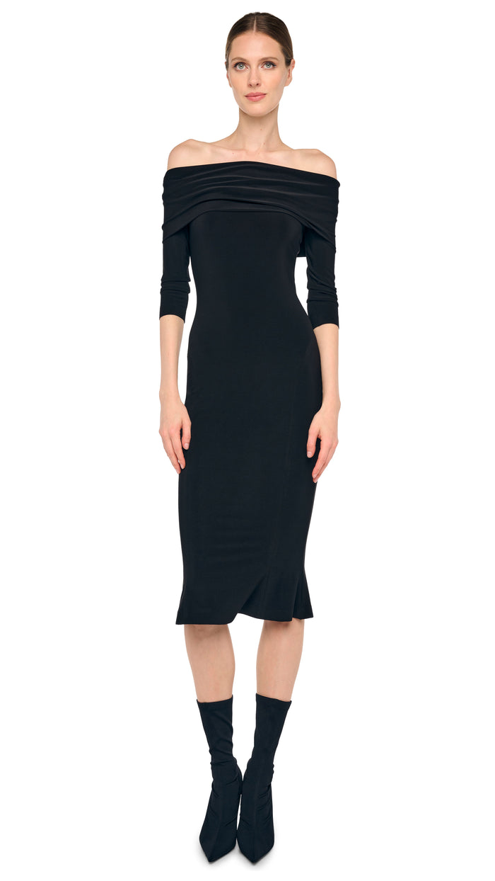 3/4 SLEEVE COWL FISHTAIL DRESS #5