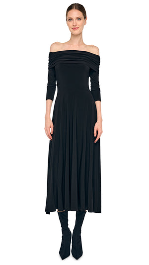 3/4 SLEEVE COWL FLARED DRESS #4 Thumbnail