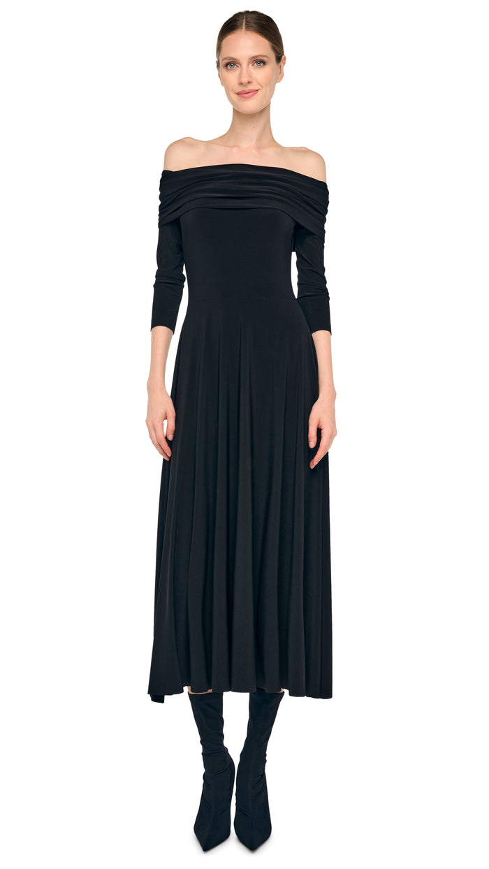 blue grey evening dress Off the Shoulder 3/4 Sleeve Gown main image 0