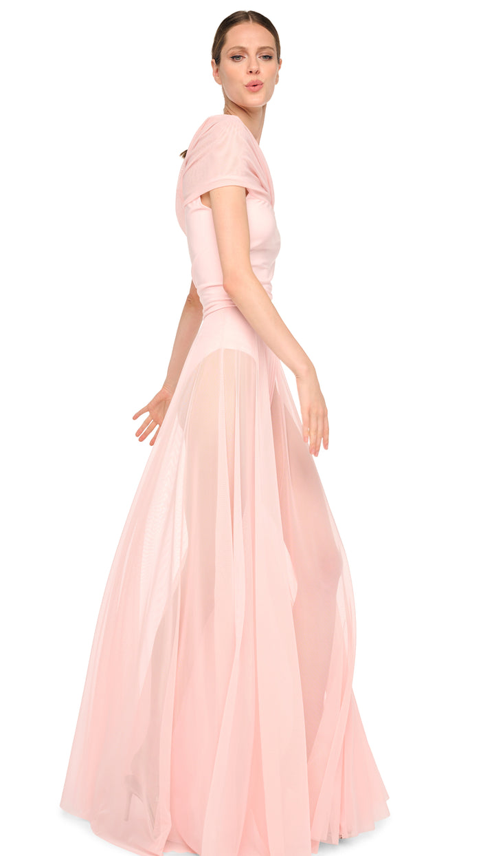 norma kamali fit and flare dress Norma Kamali LS Shoulder Pad Turtle Flared Dress