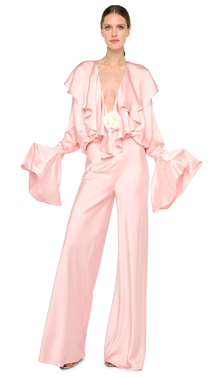 LONG SLEEVE DEEP V RUFFLE BODYSUIT #13