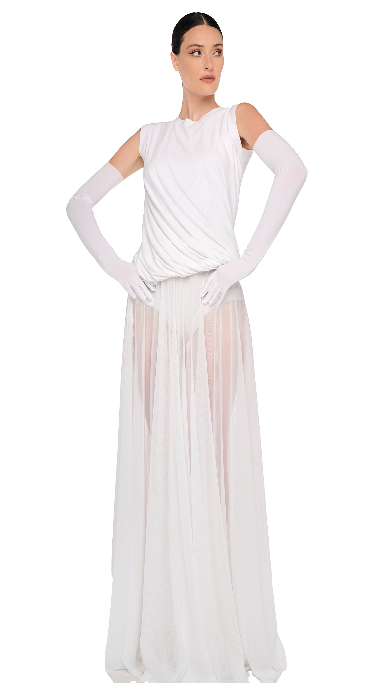 FLARED SKIRT TO FLOOR – Snow White – Norma Kamali