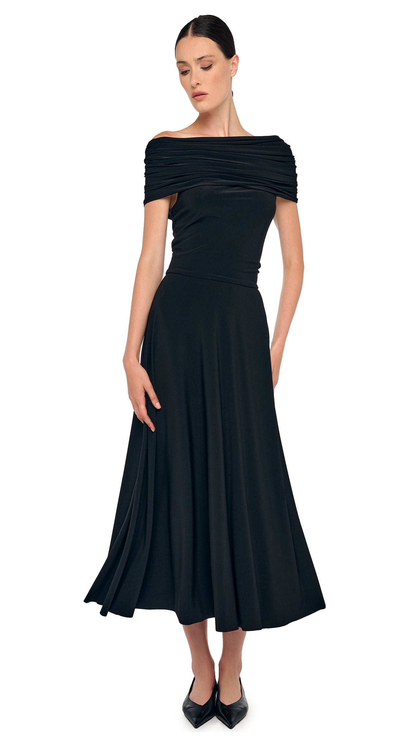 Norma Kamali Cowl Hooded Flared Dress