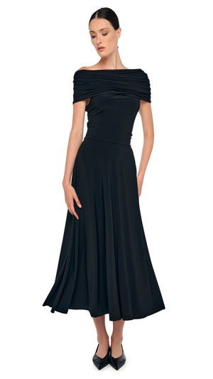 COWL HOODED FLARED DRESS #1 Thumbnail