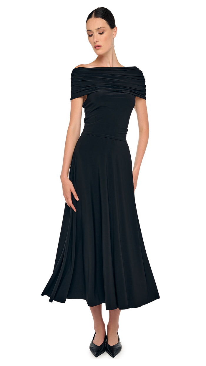 COWL HOODED FLARED DRESS #1