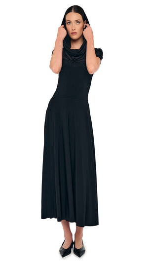 COWL HOODED FLARED DRESS #2 Thumbnail