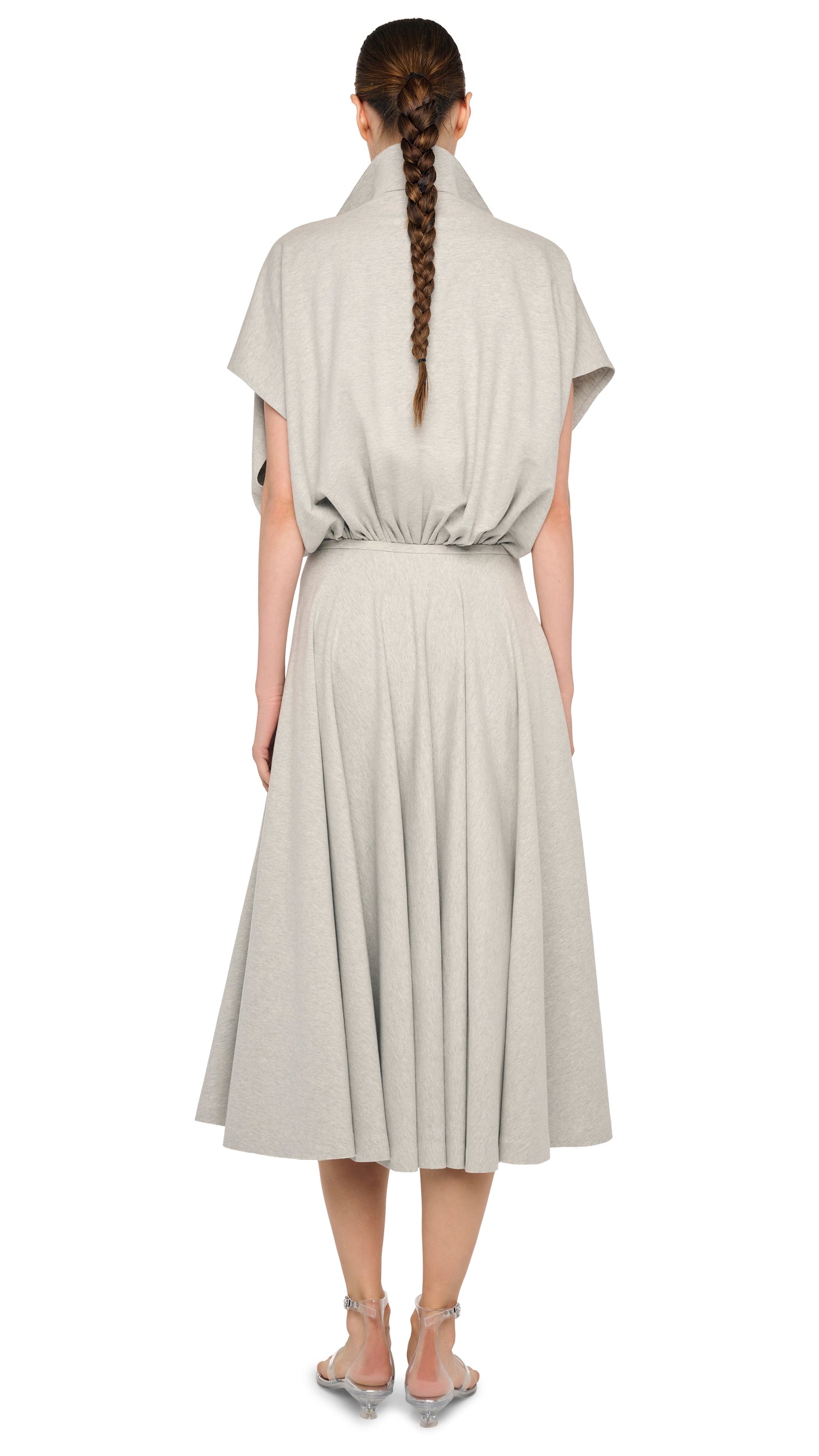 FLARED SKIRT TO MIDCALF – Light Heather Grey – Norma Kamali