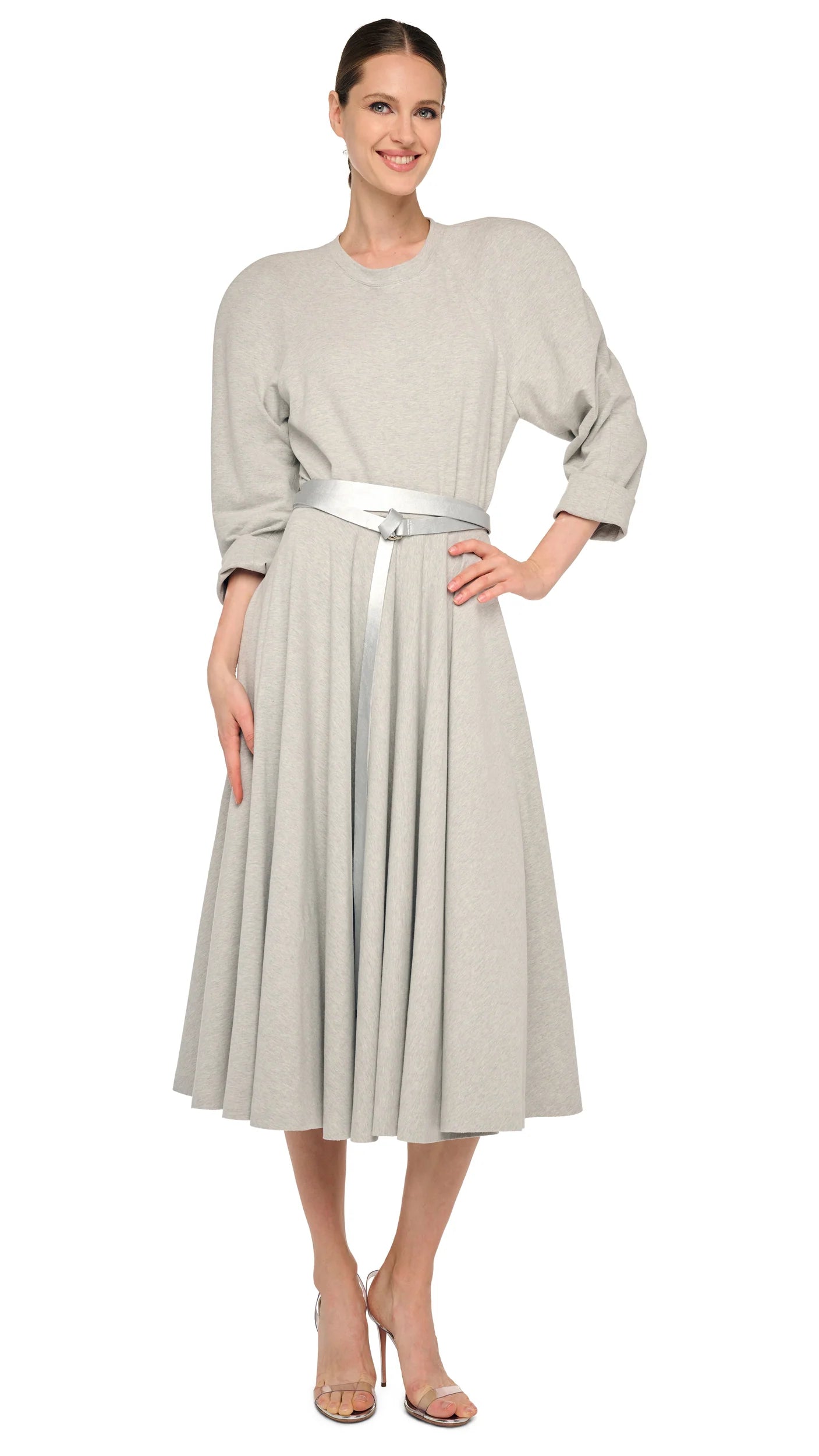 ma新品　soor ploom Norma Skirt FLARED SKIRT TO MIDCALF – Light Heather Grey – Norma Kamali