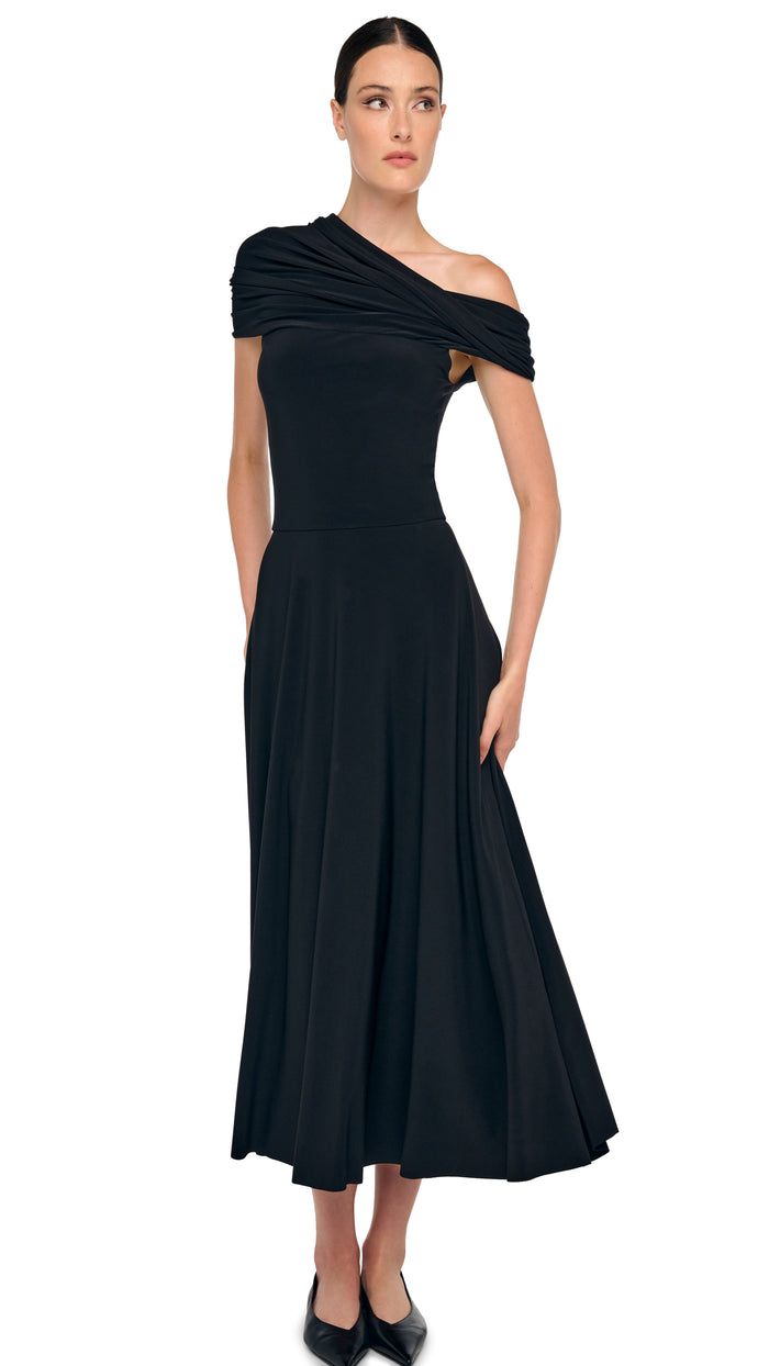 COWL HOODED FLARED DRESS #9