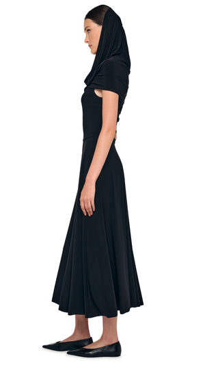 COWL HOODED FLARED DRESS #10 Thumbnail