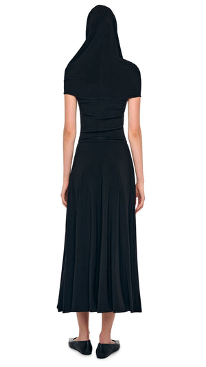 COWL HOODED FLARED DRESS #11 Thumbnail
