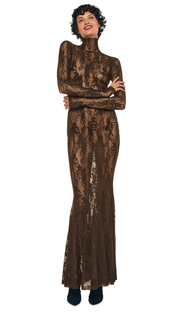 norma kamali long sleeve turtleneck fishtail mini dress Norma Kamali Long Sleeve Turtle Fishtail Gown