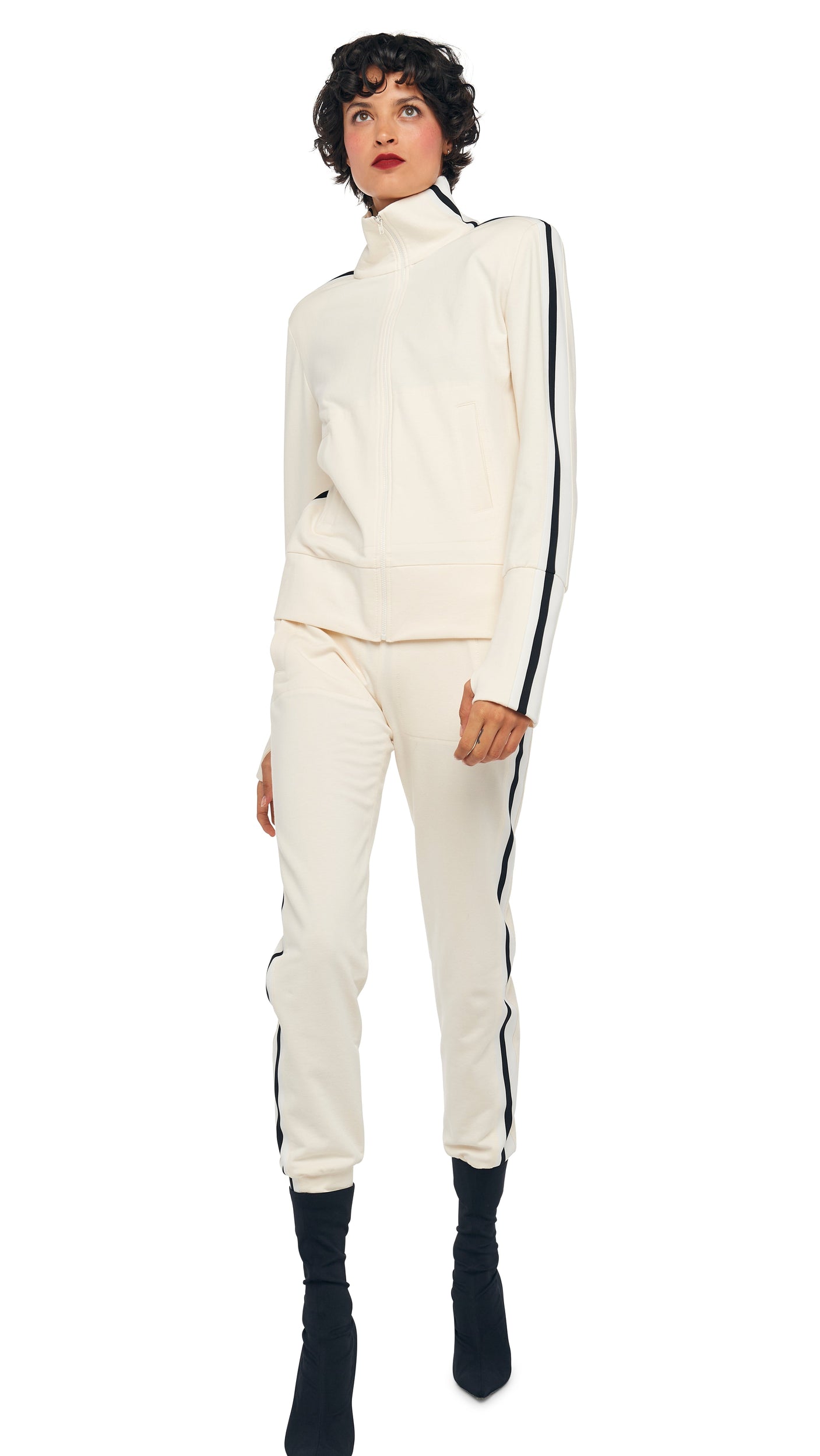 SIDE STRIPE TURTLE JACKET – Cream – Norma Kamali
