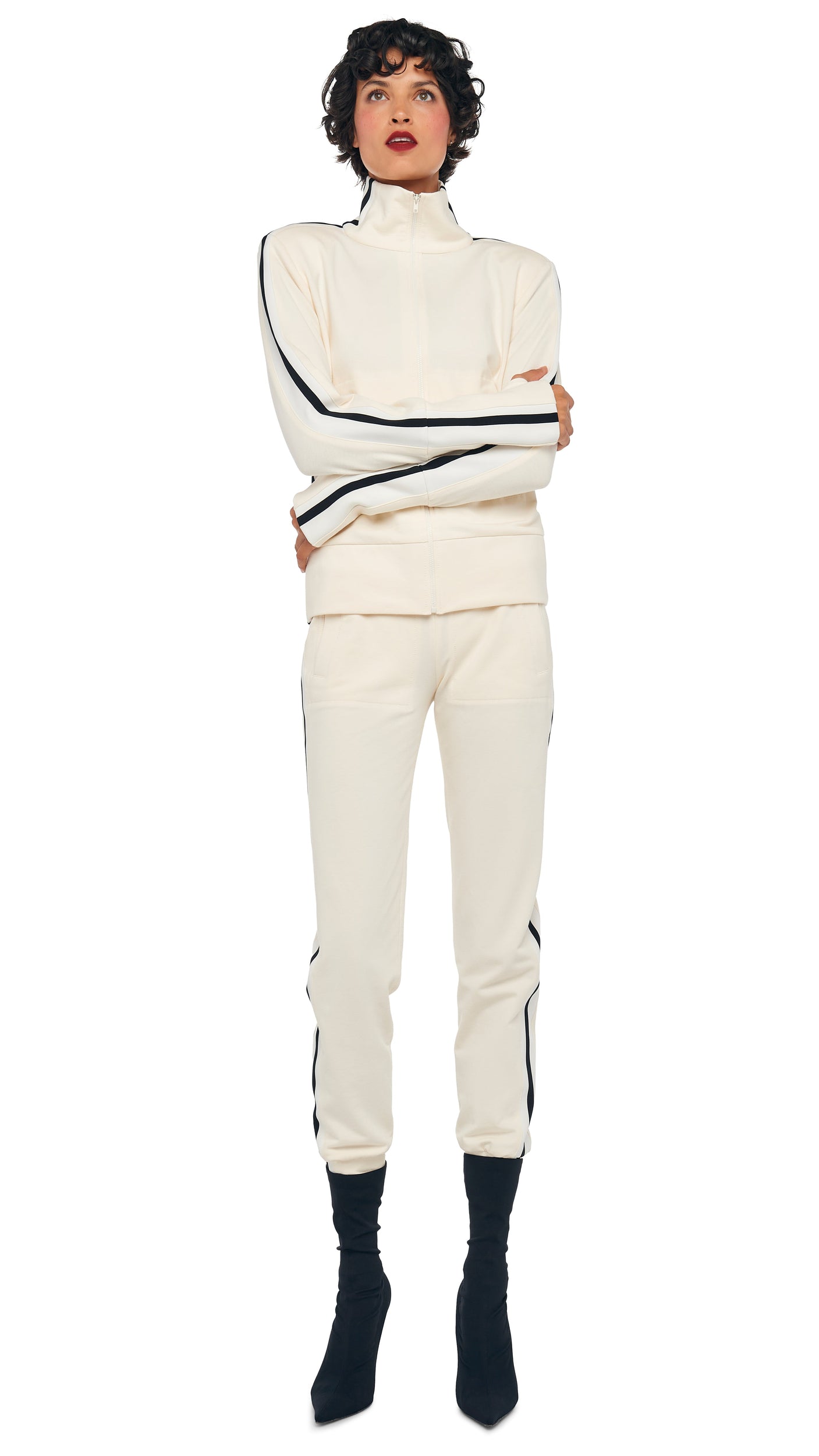 SIDE STRIPE TURTLE JACKET – Cream – Norma Kamali