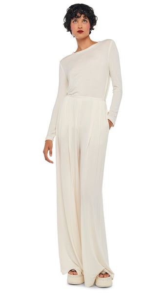 MENS PLEAT PANT – Cream – Norma Kamali