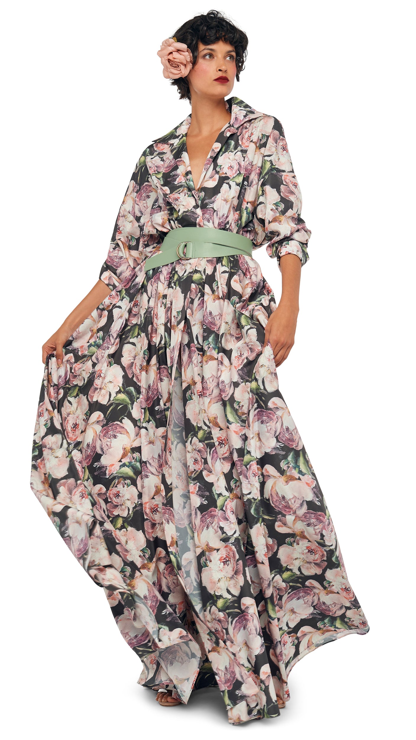 Norma Kamali Super OS BF NK Shirt Flared Gown