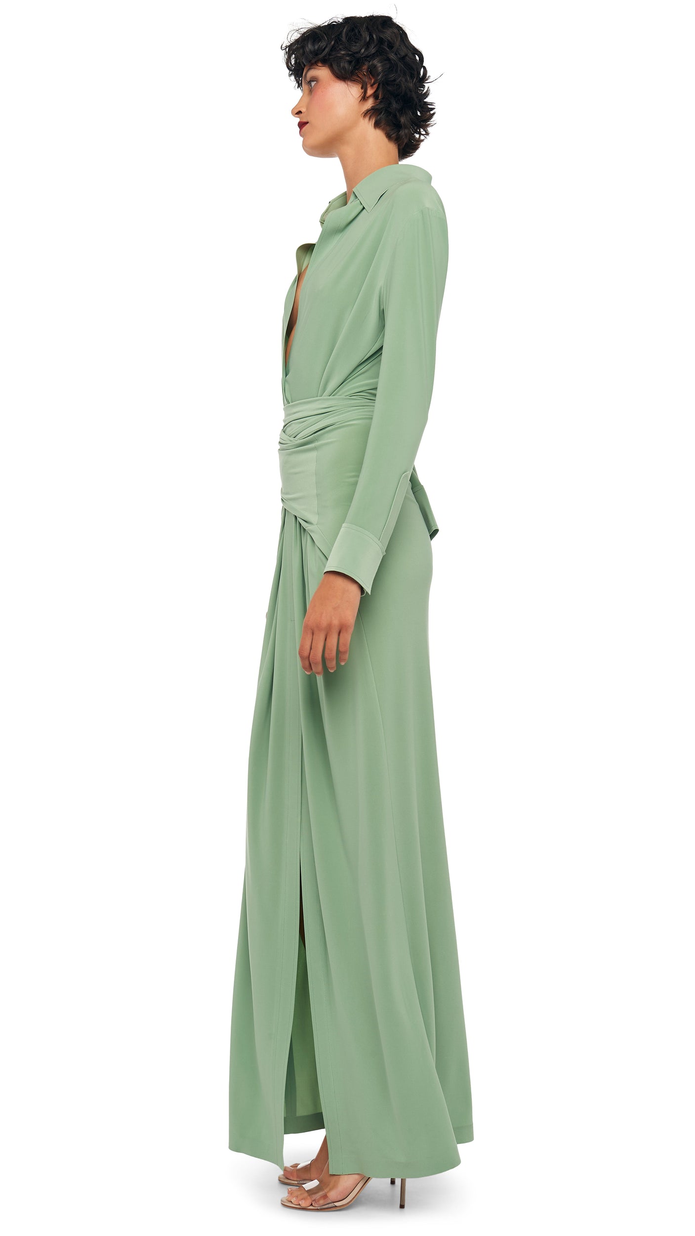Norma Kamali Four Sleeve NK Shirt Long Dress - Vintage Green / Size S Norma Kamali Four Sleeve NK Shirt Long Dress - Vintage Green / Size S