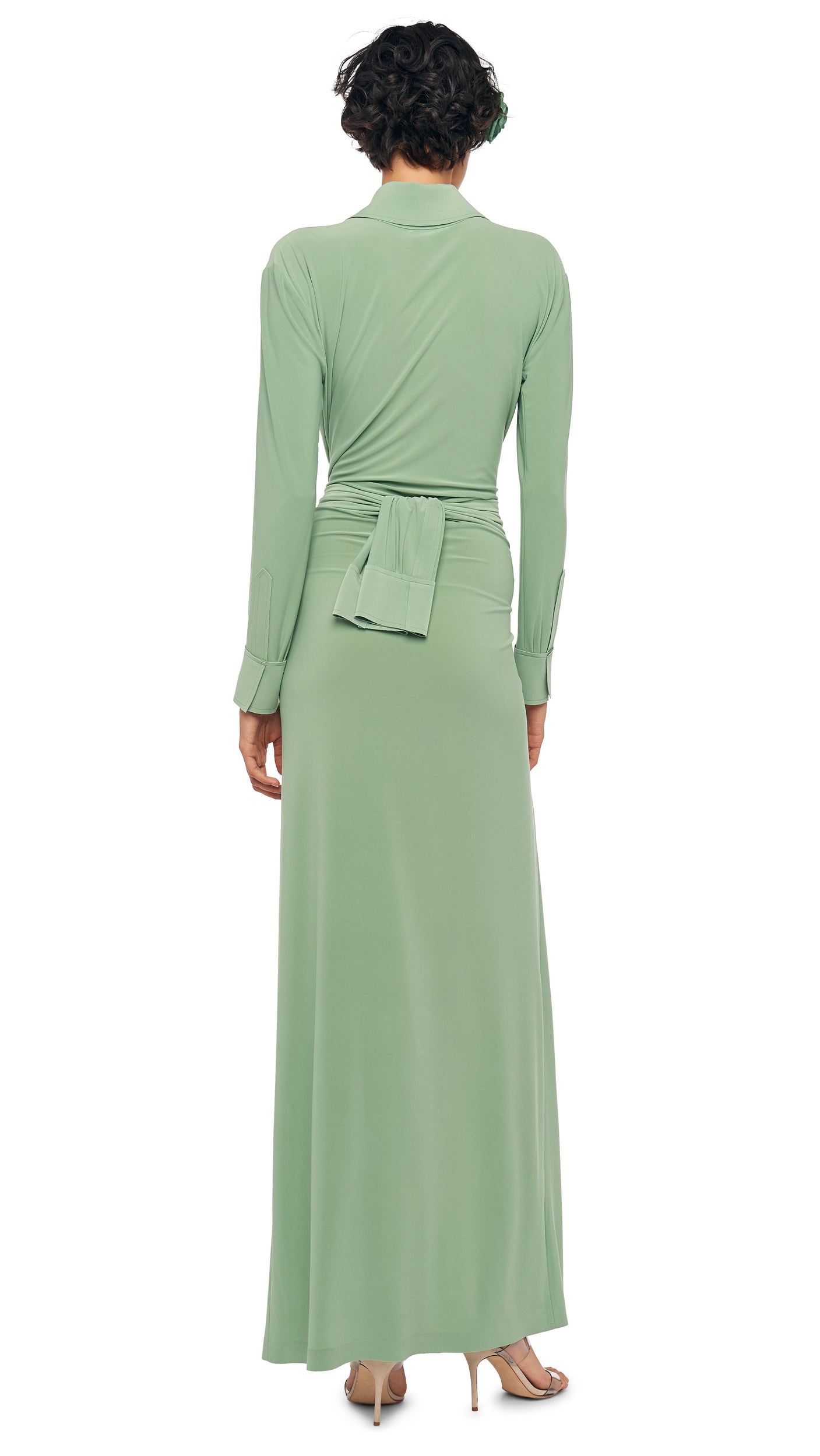 FOUR SLEEVE NK SHIRT LONG DRESS Vintage Green Norma Kamali FOUR SLEEVE NK SHIRT LONG DRESS Vintage Green Norma Kamali
