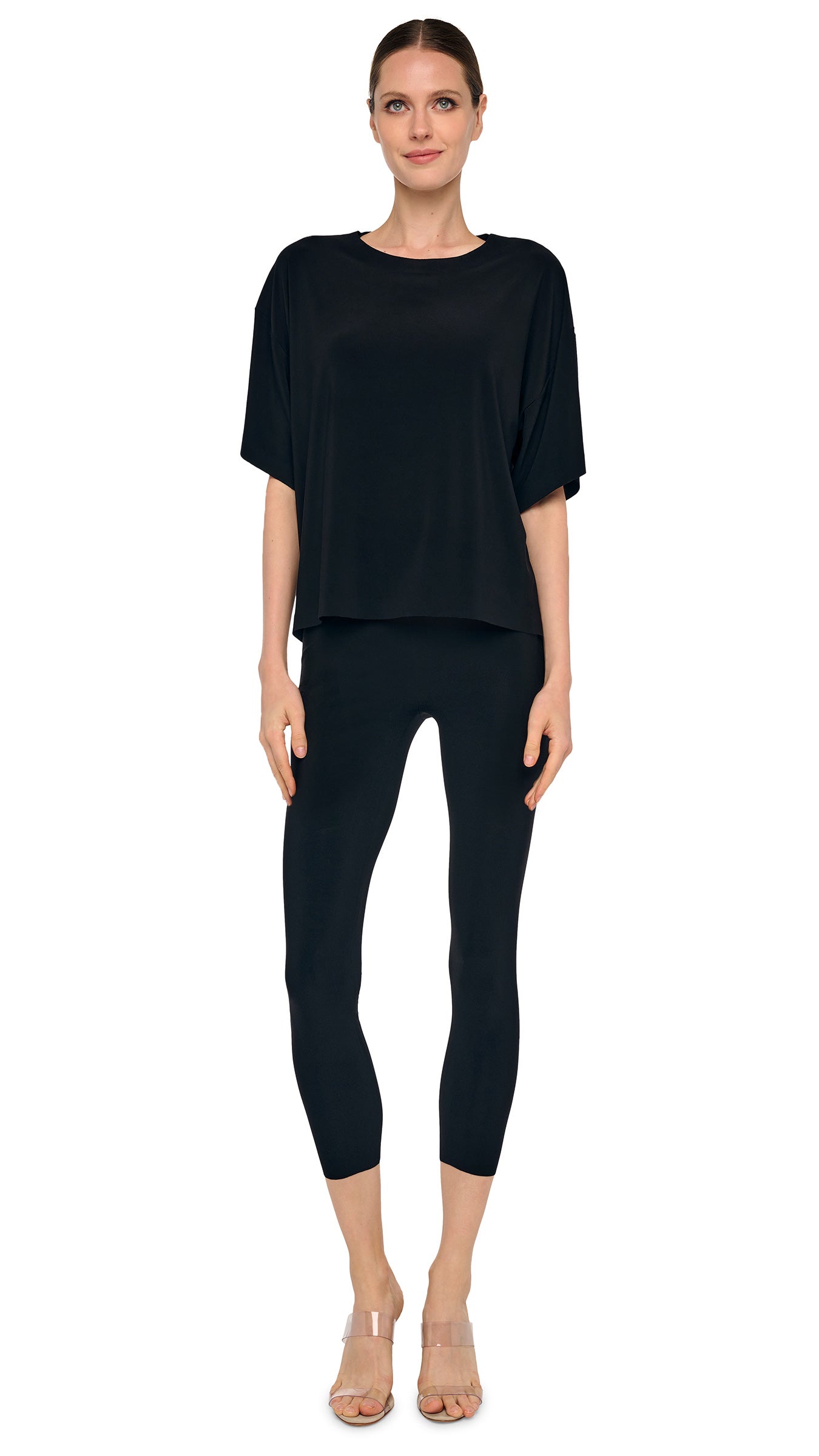 SHORT SLEEVE BOXY T – Black – Norma Kamali