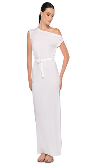 DROP SHOULDER LONG DRESS W/ SIDE SLIT #1 Thumbnail