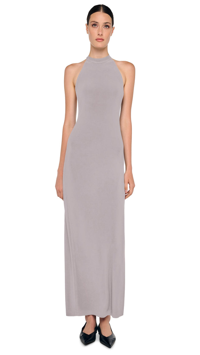 norma kamali halter neck dress Norma Kamali Halter Long Dress w/ Side Slit