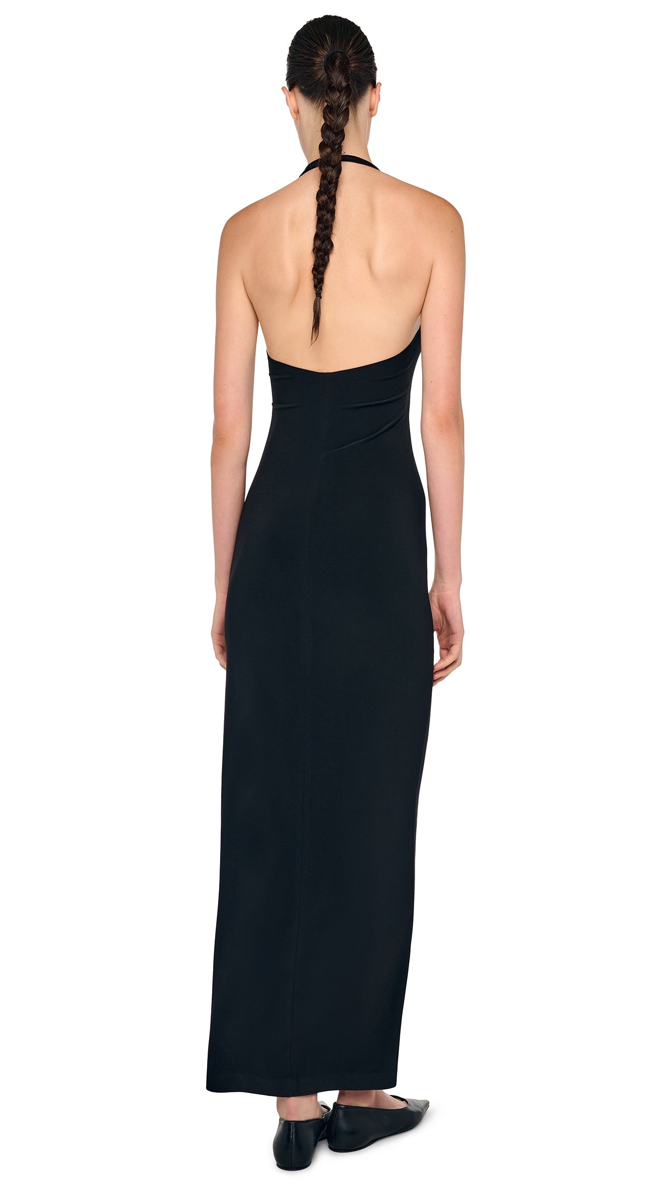 HALTER LONG DRESS W/ SIDE SLIT – Black – Norma Kamali