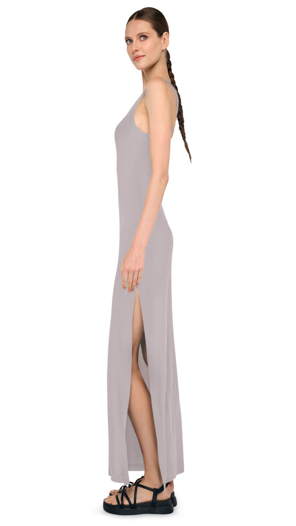 RACER LONG DRESS W/ SIDE SLIT – Grey – Norma Kamali