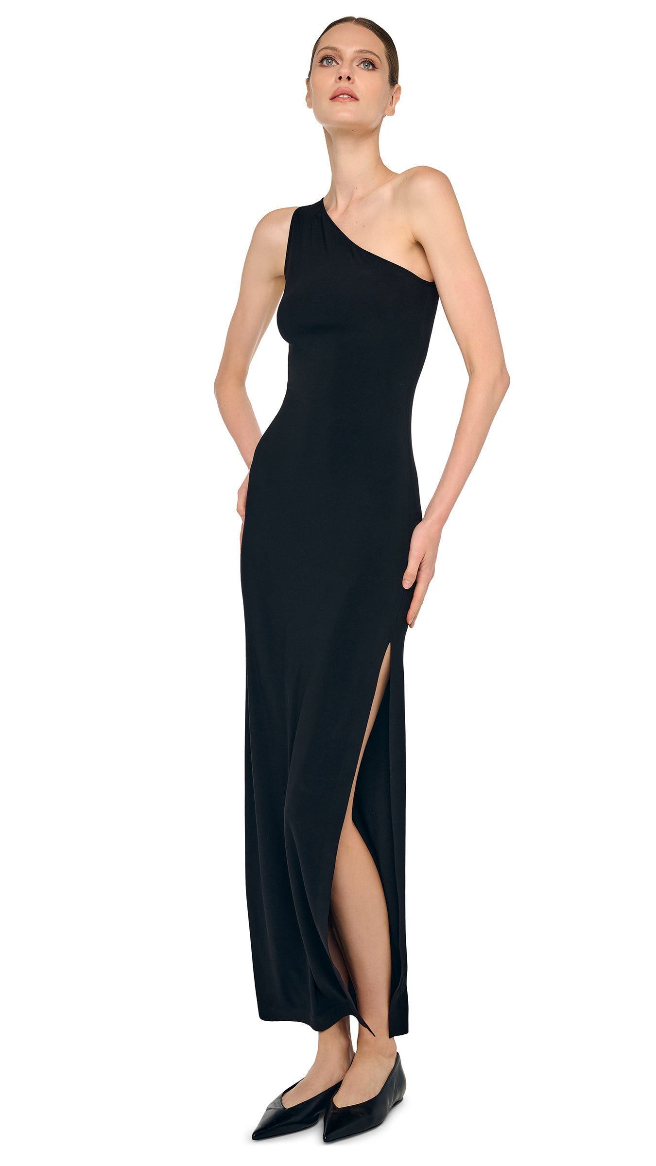 little black.dress Ruffle Maxi Dress in Black | One Shoulder Cotton Maxi Dress main image 1