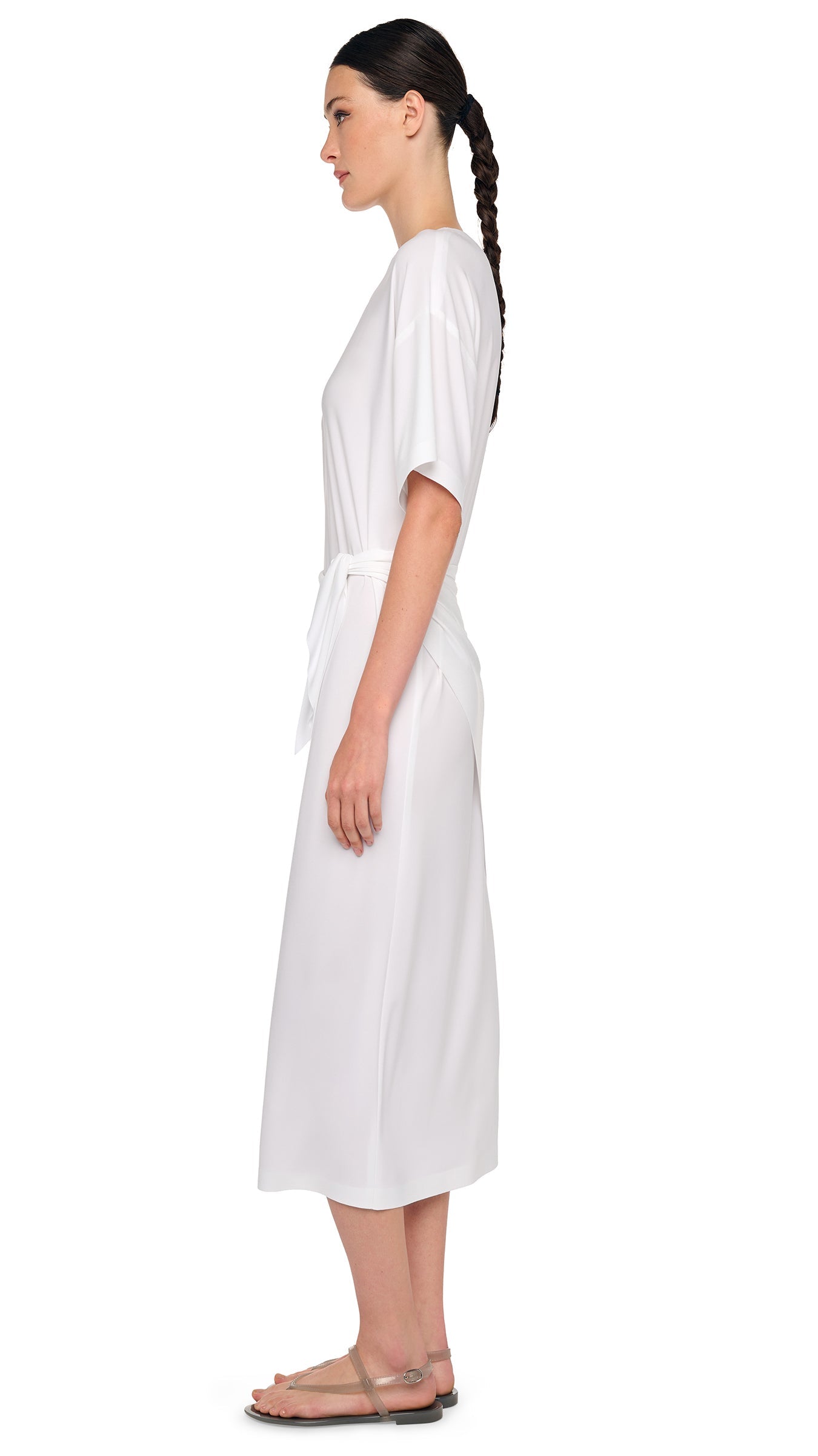 Norma Kamali Short Sleeve Boxy Dress To Midcalf - Snow White / Size S Norma Kamali Short Sleeve Boxy Dress To Midcalf - Snow White / Size S