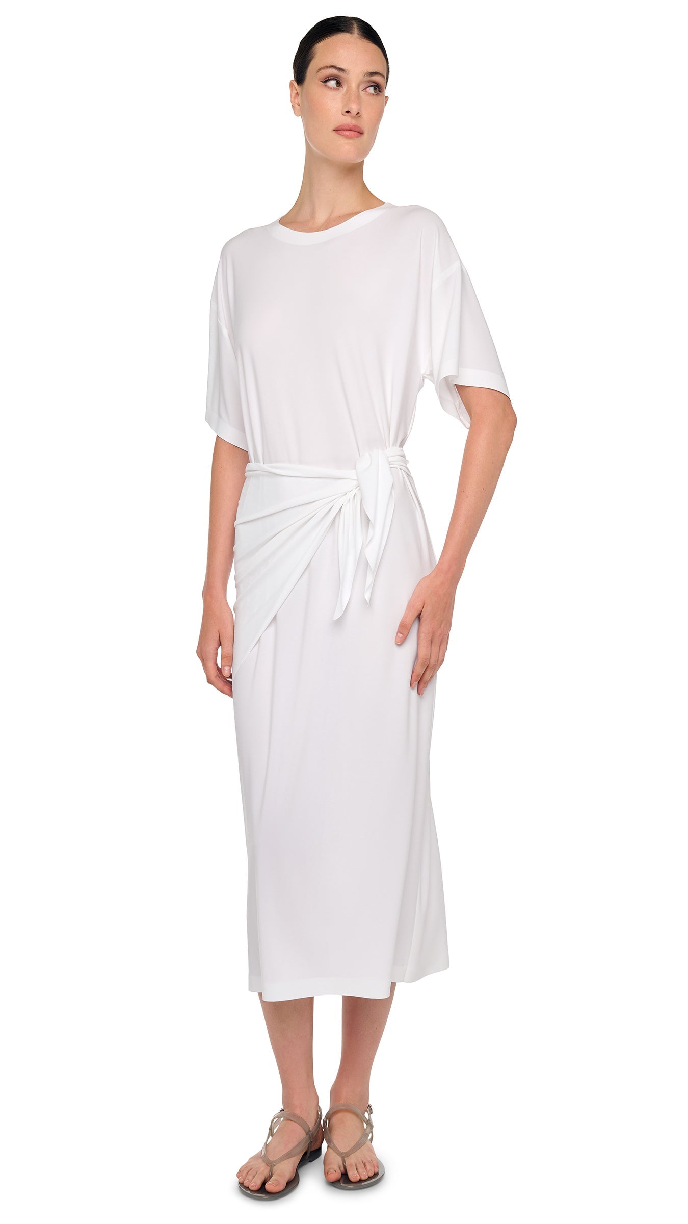 Norma Kamali Short Sleeve Boxy Dress To Midcalf