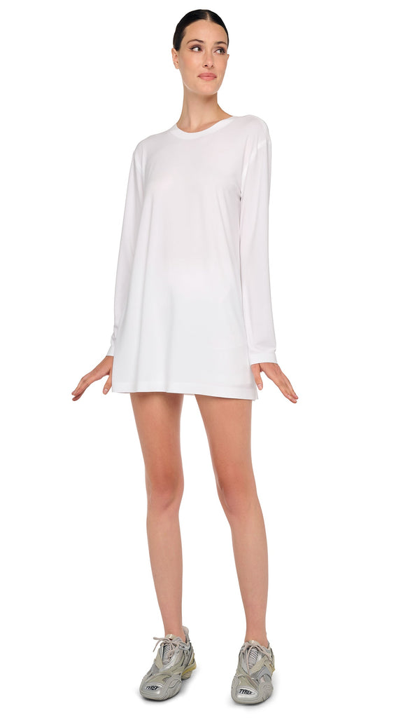 Norma Kamali x Lifestyle Oversized Long Sleeve Mini Dress in White