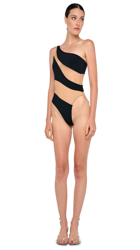 SNAKE MESH MIO – Black/Nude Mesh – Norma Kamali