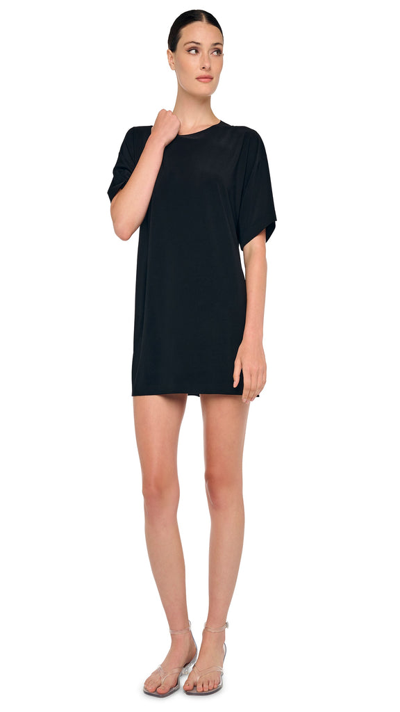 SHORT SLEEVE BOXY MINI DRESS – Black – Norma Kamali