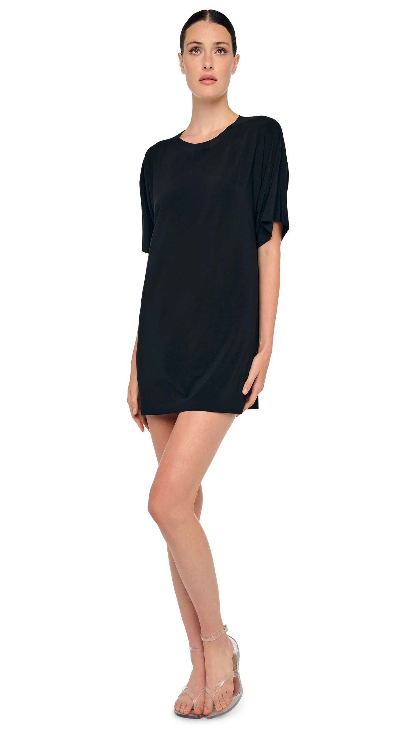 Norma Kamali Short Sleeve Boxy Mini Dress