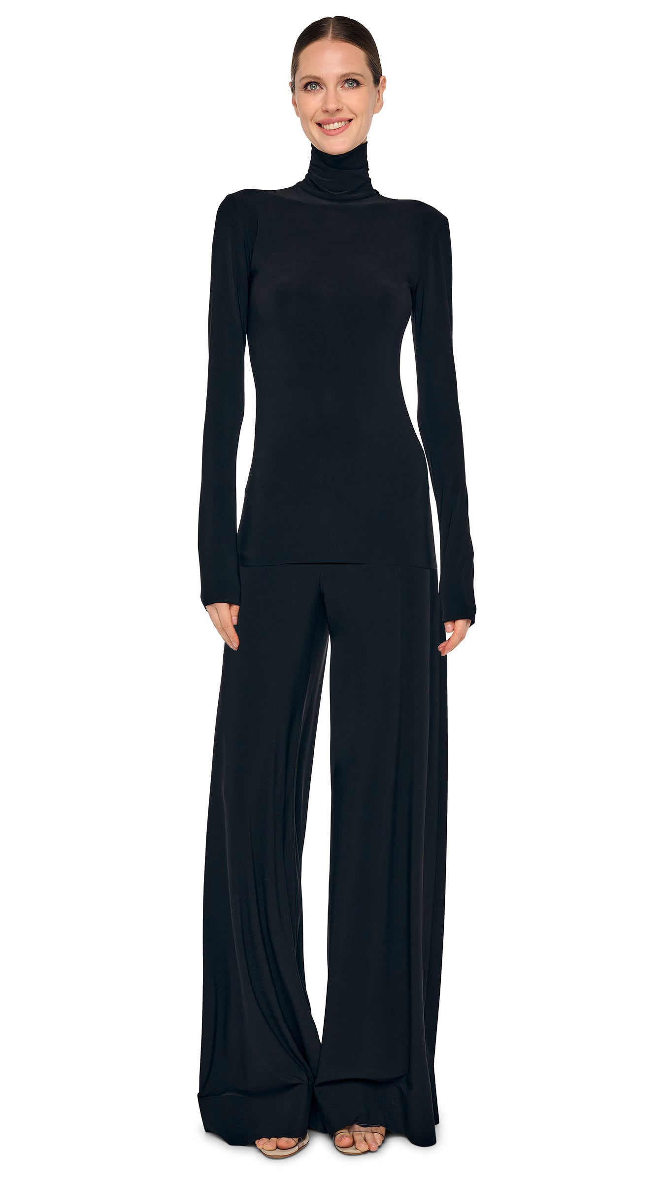 SLIM FIT LONG SLEEVE TURTLE TOP - Black / XXS